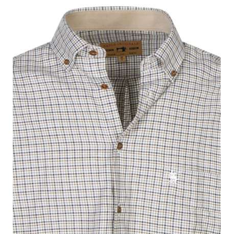 Chemise en coton écrue à imprimé tartan avec un col américain - Image 3