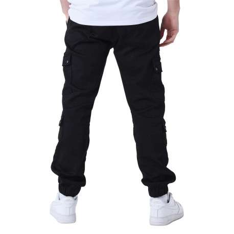 Cargo en coton noir uni multi-poches avec une coupe regular fit - Image 2