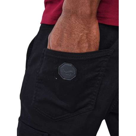 Cargo en coton noir uni multi-poches avec une coupe regular fit - Image 5