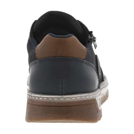 Sneakers marine à talon plat et à lacets plats marine et zip latéral - Image 6