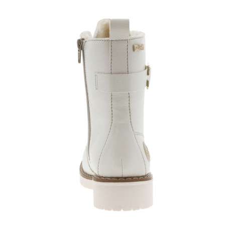 Bottines blanc cassé à talon décroché bas et à lacets ronds et zip latéral - Image 6