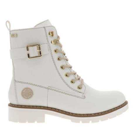 Bottines blanc cassé à talon décroché bas et à lacets ronds et zip latéral - Image 2
