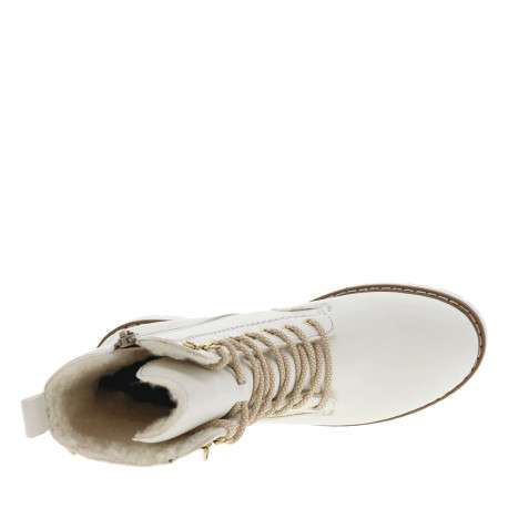 Bottines blanc cassé à talon décroché bas et à lacets ronds et zip latéral - Image 4