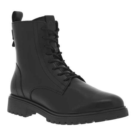 Bottines noires à talon plat et à zip et lacets ronds noirs avec tirette - Image 3