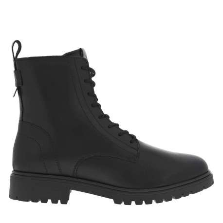 Bottines noires à talon plat et à zip et lacets ronds noirs avec tirette - Image 2