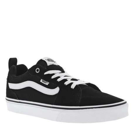 Sneakers noires et blanches à talon plat avec lacets plats et logo - Image 3