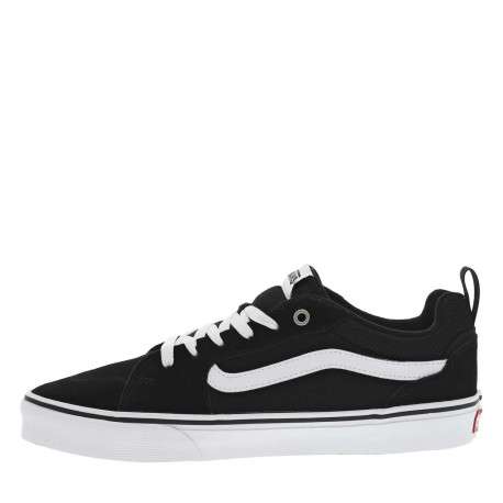 Sneakers noires et blanches à talon plat avec lacets plats et logo