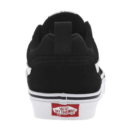 Sneakers noires et blanches à talon plat avec lacets plats et logo - Image 6