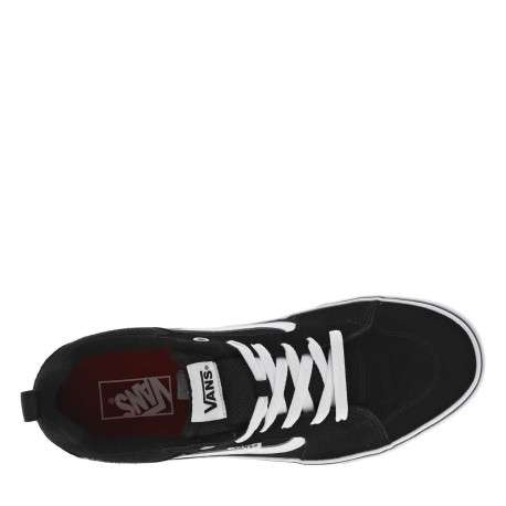 Sneakers noires et blanches à talon plat avec lacets plats et logo - Image 4