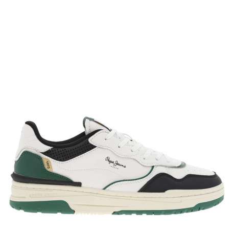 Sneakers blanches et vertes à semelle plate avec lacets plats et logos embossés - Image 2
