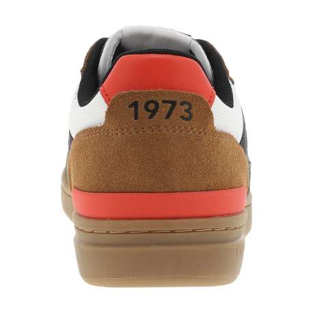 Sneakers multicolores à semelle plate avec empiècements camel et lacets verts - Image 6