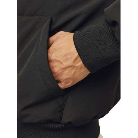 Blouson noir uni à coupe droite avec un col à capuche et fermeture zippée - Image 3