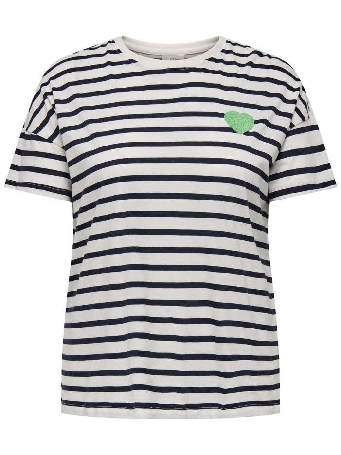 T-shirt en coton noir rayé...