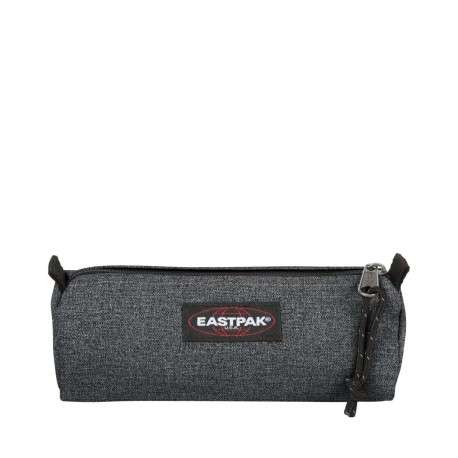 Trousse anthracite unie avec zip et étiquette de la marque à l'avant