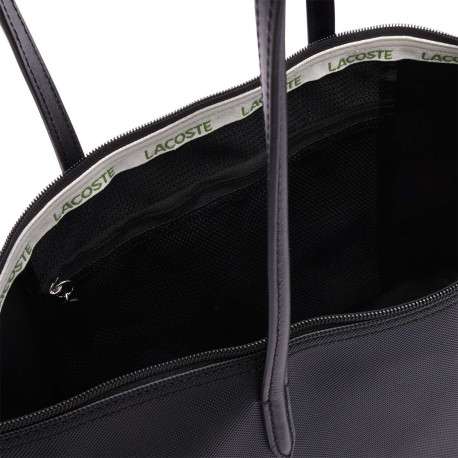 Sac shopping noir uni avec grandes anses et logo crocodile sur l'avant - Image 7