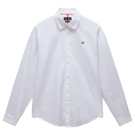 Chemise en coton blanche unie avec une coupe ajustée, col français et logo brodé