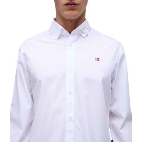 Chemise en coton blanche unie avec une coupe ajustée, col français et logo brodé - Image 3