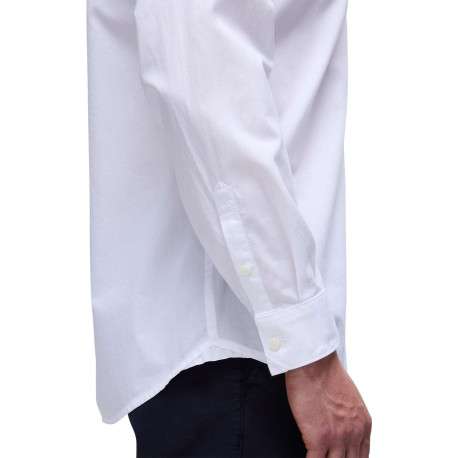 Chemise en coton blanche unie avec une coupe ajustée, col français et logo brodé - Image 4