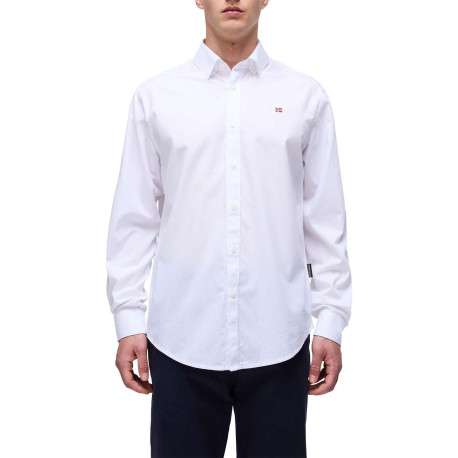 Chemise en coton blanche unie avec une coupe ajustée, col français et logo brodé - Image 5
