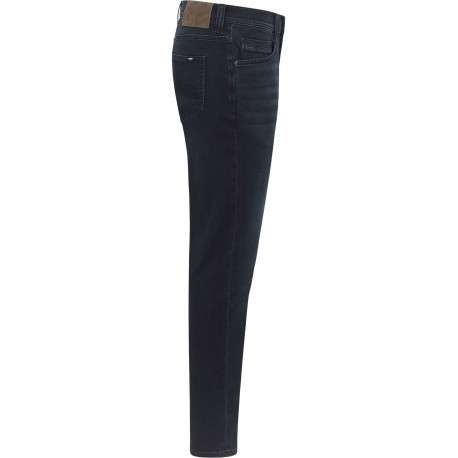 Jean en coton mélangé bleu indigo délavé à coupe slim et à taille basse - Image 3