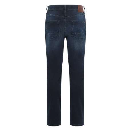 Jean en coton bleu indigo délavé avec une taille mi-haute et une coupe slim - Image 2