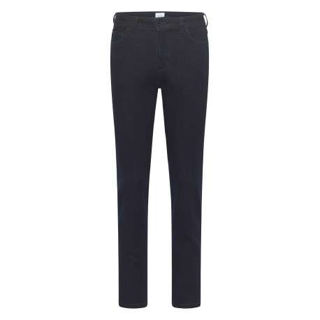 Jean nuit uni avec une coupe slim et deux poches latérales et logo