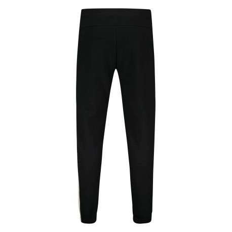 Jogging en coton noir uni avec une coupe slim et bandes blanches - Image 2