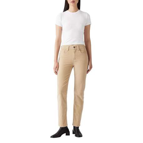 Pantalon 5 Poches 724™ High Rise Straight en coton beige uni à coupe droite - Image 4