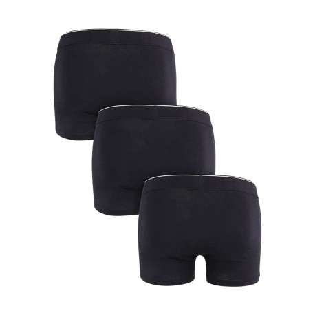Lot de 3 boxers classiques en coton noirs unis à taille élastiquée - Image 2