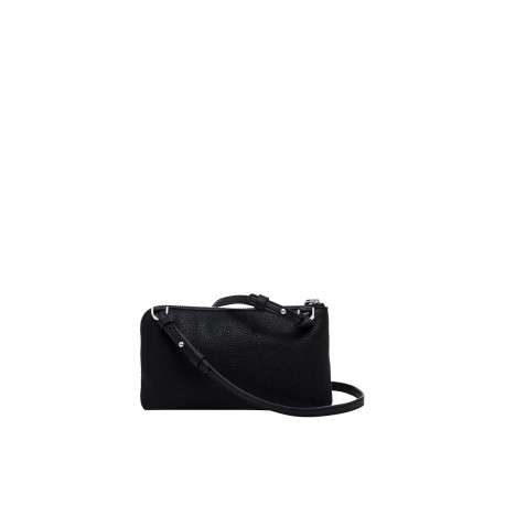 Sac bandoulière noir effet cuir avec poches zippées et visage de Mickey brodé - Image 3