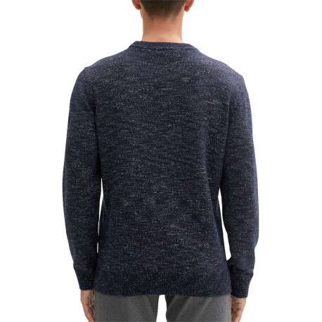 Pull marine uni avec une coupe droite, col rond et à manches longues - Image 2