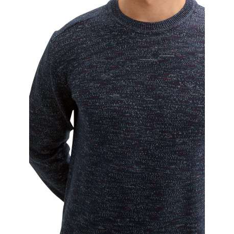 Pull marine uni avec une coupe droite, col rond et à manches longues - Image 3