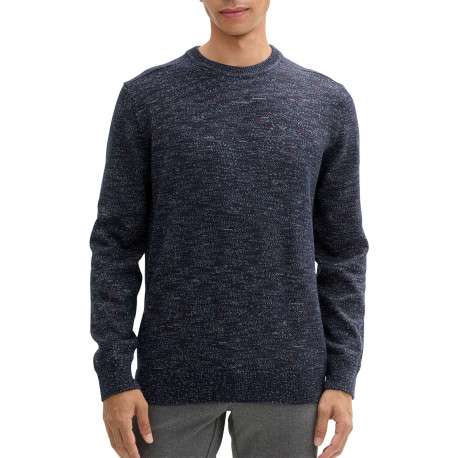 Pull marine uni avec une coupe droite, col rond et à manches longues - Image 4
