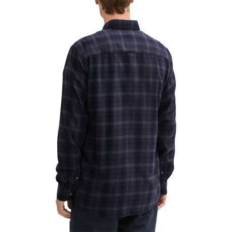Chemise marine à carreaux droite à col français et à manches longues - Image 2