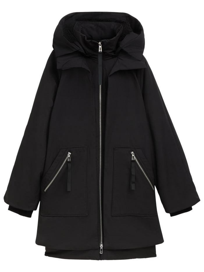 Parka noire unie à coupe...