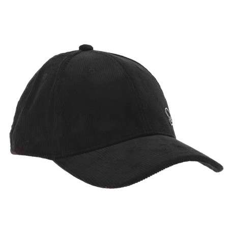 Casquette noire en velours côtelé avec logo en métal et boucle métallique - Image 3