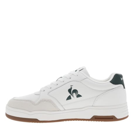 Baskets tennis blanches à talon plat et à lacets plats et logo vert - Image 2