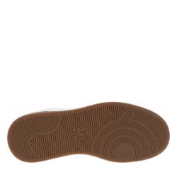 Baskets tennis blanches à talon plat et à lacets plats et logo vert
