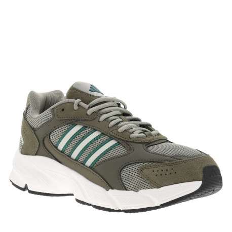 Baskets running kaki à talon plat et à lacets ronds avec logo vert - Image 3