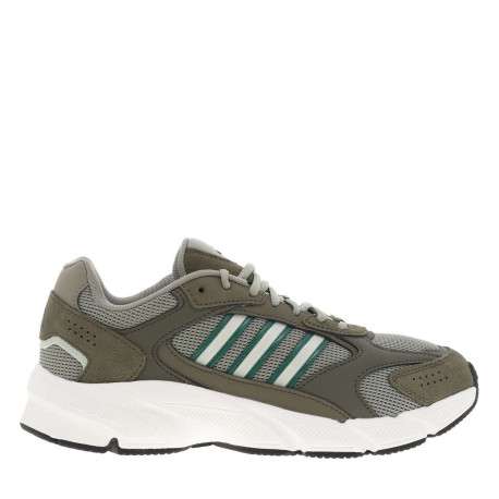 Baskets running kaki à talon plat et à lacets ronds avec logo vert - Image 2