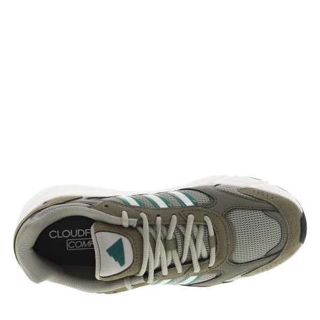 Baskets running kaki à talon plat et à lacets ronds avec logo vert - Image 4