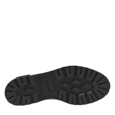Boots noires à talon décroché bas et à soufflets élastiqués et détail argenté - Image 5