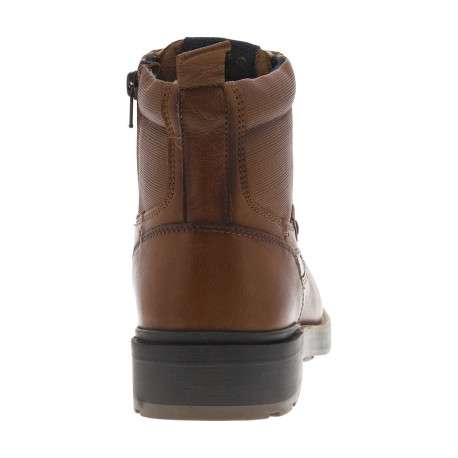 Bottines en cuir cognac à talon plat et à lacets plats et zip latéral - Image 6