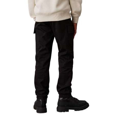 Cargo en coton noir uni avec une taille élastiquée et des poches - Image 2