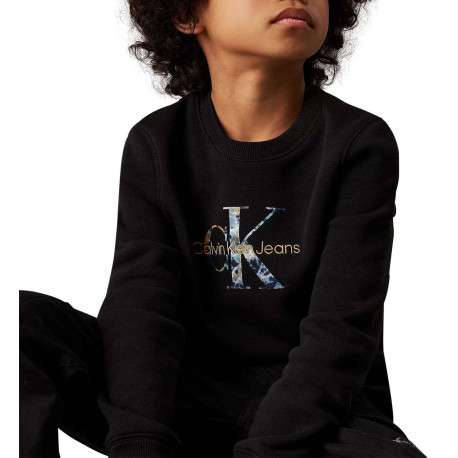 Sweat en coton mélangé noir monogrammes avec un col rond et nom iconique - Image 3