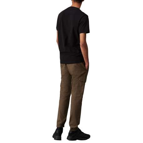 Cargo en coton kaki uni avec une coupe droite et plusieurs poches - Image 2