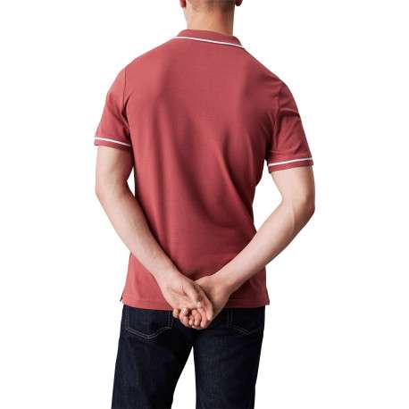 Polo en coton brique uni avec une coupe droite à col français - Image 2