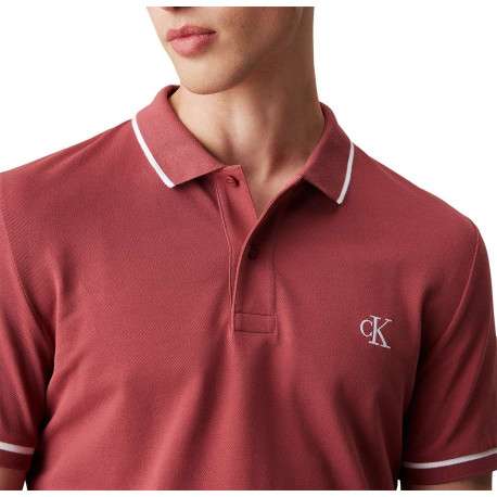 Polo en coton brique uni avec une coupe droite à col français - Image 3