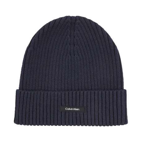 Bonnet en coton marine uni avec nom iconique de la marque à l'avant - Image 3