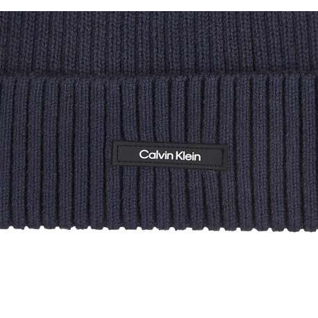 Bonnet en coton marine uni avec nom iconique de la marque à l'avant - Image 5